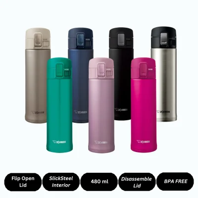 One Touch Open bottle with Slicksteel interior 480 ml, SM-KHE/F